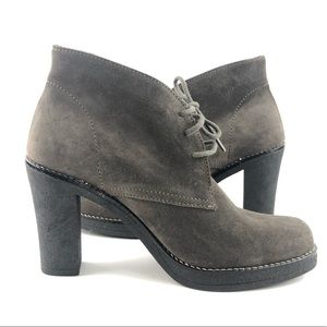 LA CANADIENNE WATERPROOF GRAY SUEDE LACEUP BOOTIES